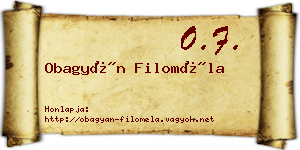 Obagyán Filoméla névjegykártya